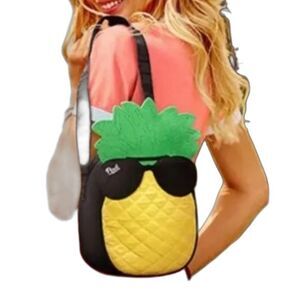 PINK Victoria’s Secret NWOT Yellow Green Black Pineapple Insulated Lunch Bag